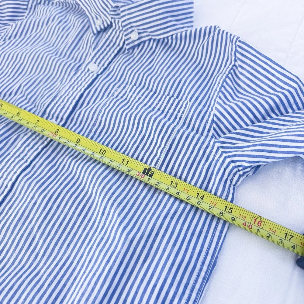 Janie And Jack Boys Size 8 Cotton Button Down  Shirt Long Sleeve Stripe Blue